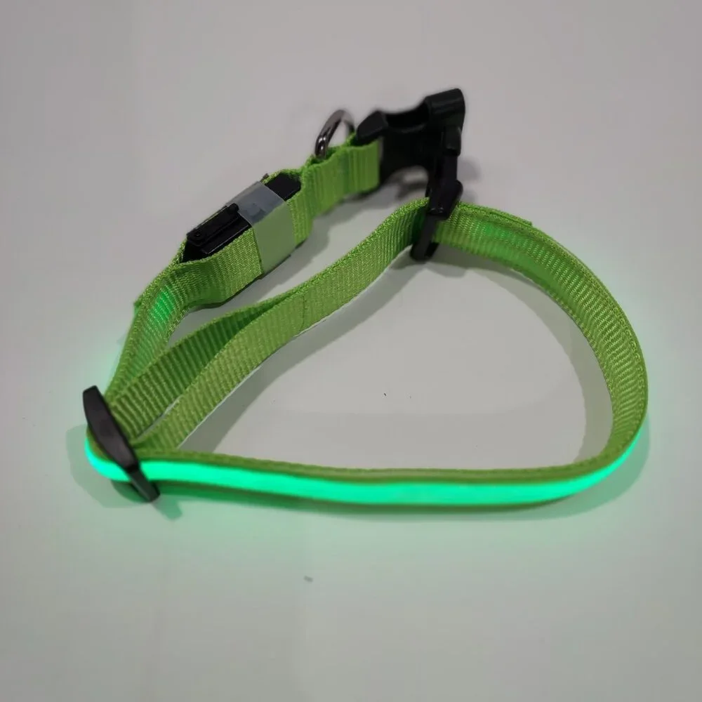 Masbrill Led Dog Collar Large Adjustable Reflective Nylon Lime Green Recharable